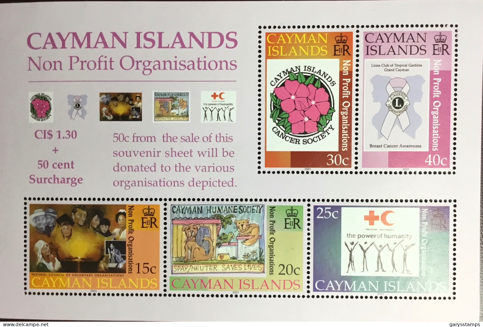 Cayman Islands 2001 Non Profit Organisations Charities Minisheet MNH - Cayman Islands