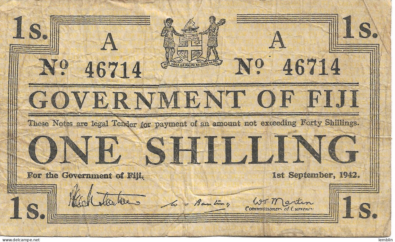 FIDJI - 1 SHILLING 1942 - Fidji