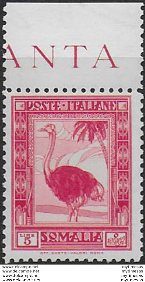 1932 Somalia Struzzo Lire 5 Carminio 1v. MNH Sassone N. 181 - Somalia