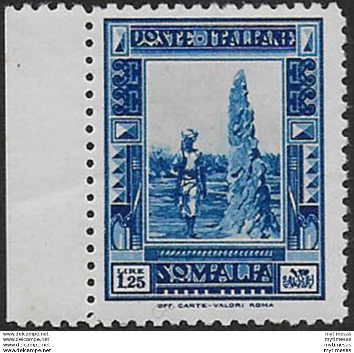 1932 Somalia Termite Mound Lire 1,25 Azzurro 1v. MNH Sassone N. 177 - Somalia