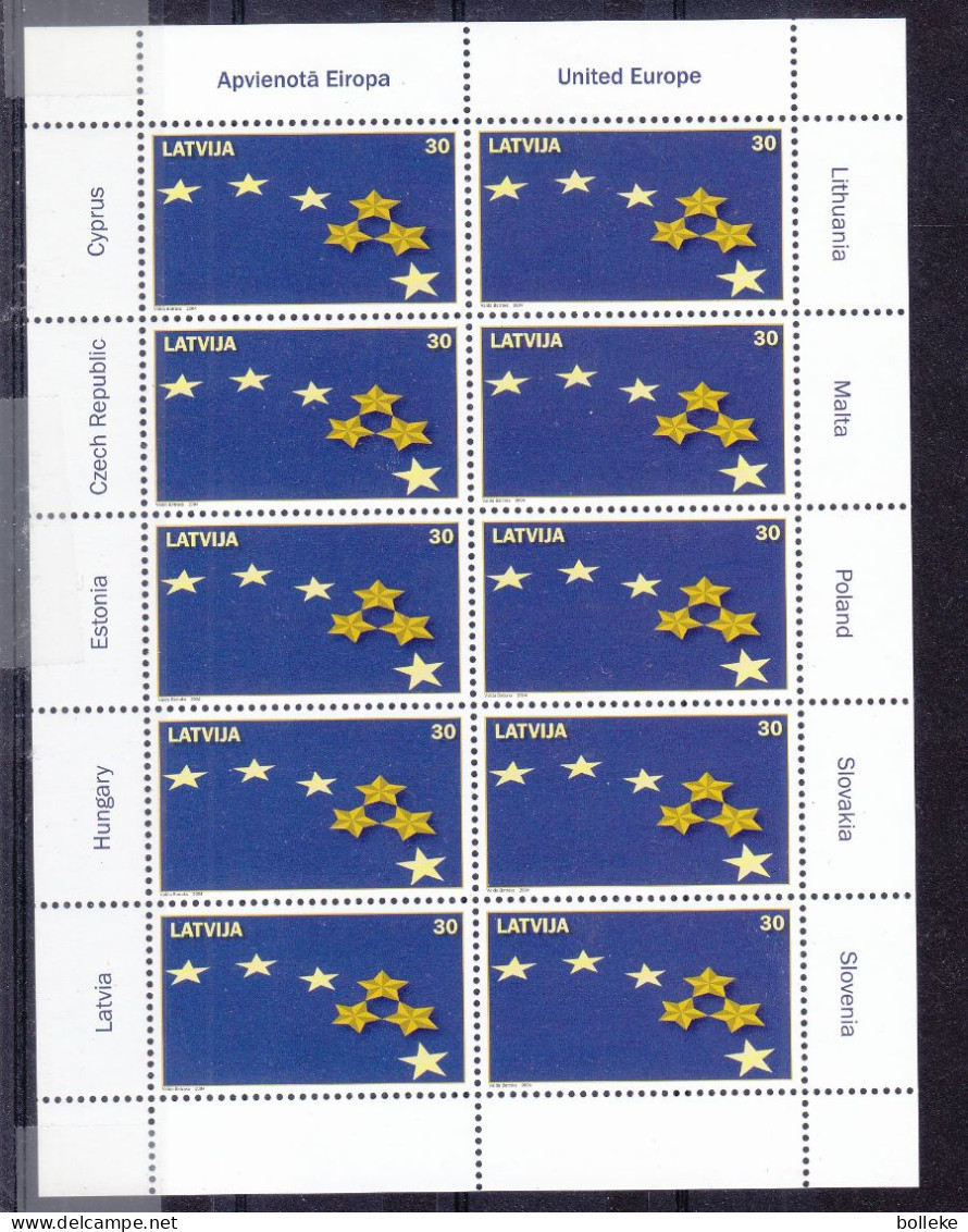 Drapeaux - Idées Européennes - Lettonie - Yvert 581 / 2 ** - Bloc De 10  - Valeur 30,00 € ++ - Lettonia