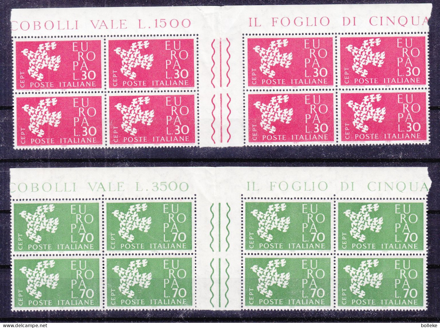 Italie - Europa 1961 - Yvert 858 / 9 ** - Paire Avec Interpanneaux -  Valeur 50 € ++ - 1961-70: Neufs