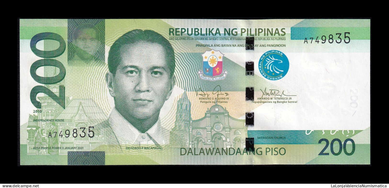 Filipinas Philippines 200 Piso 2010 Pick 209a Sc Unc - Filippine