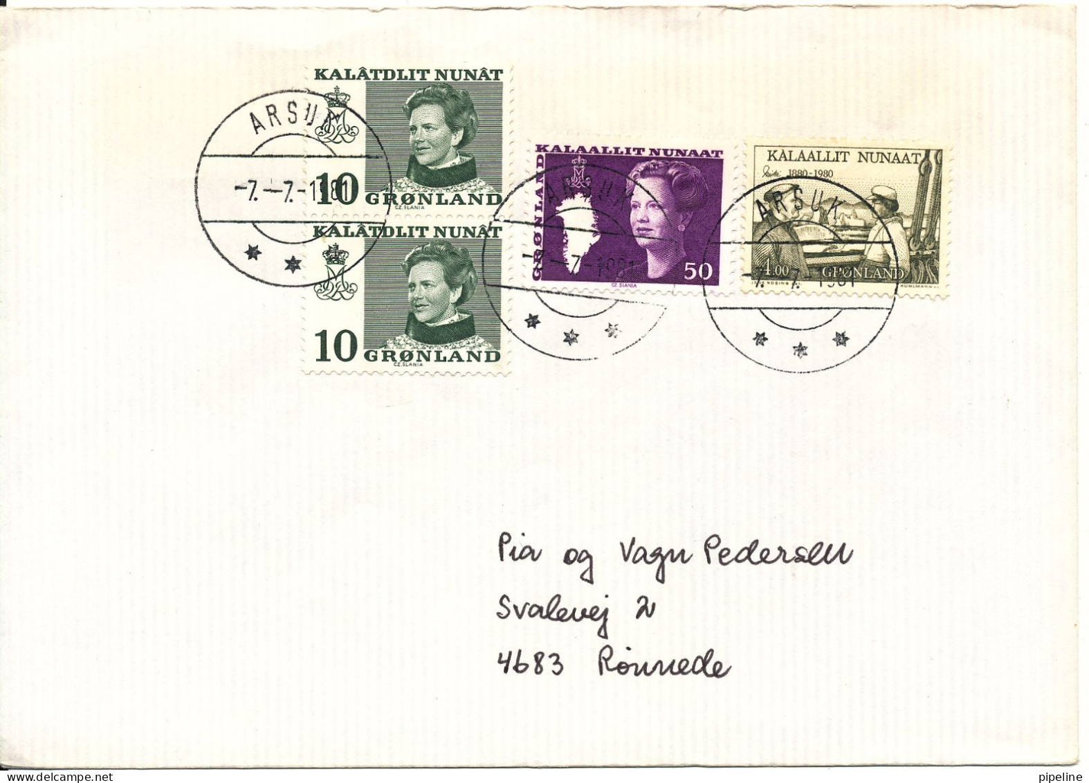 Greenland Cover Sent To Denmark Arsuk 7-7-1981 The Flap On The Backside Of The Cover Is Missing - Briefe U. Dokumente