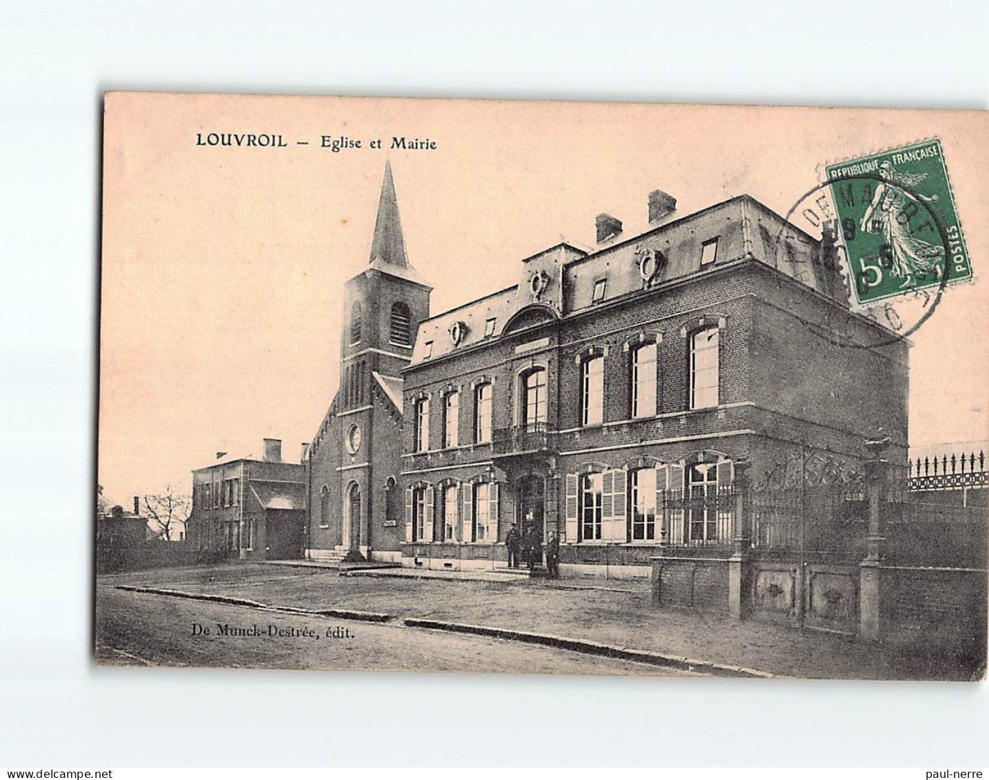 LOUVROIL : Eglise Et Mairie - état - Louvroil
