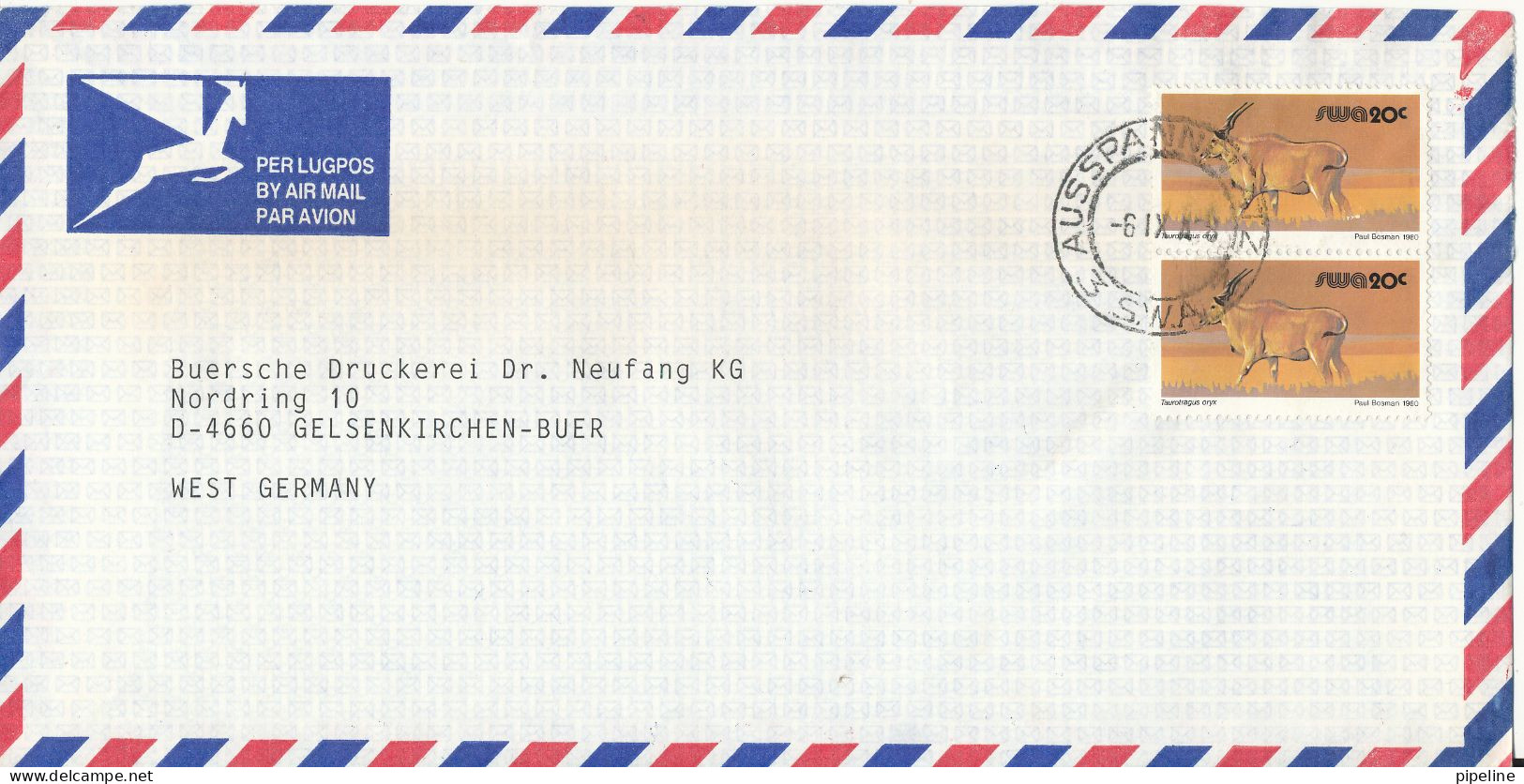 Namibia Air Mail Cover Sent To Germany Ausspannplatz 6-9-1980?? - Namibie (1990- ...)