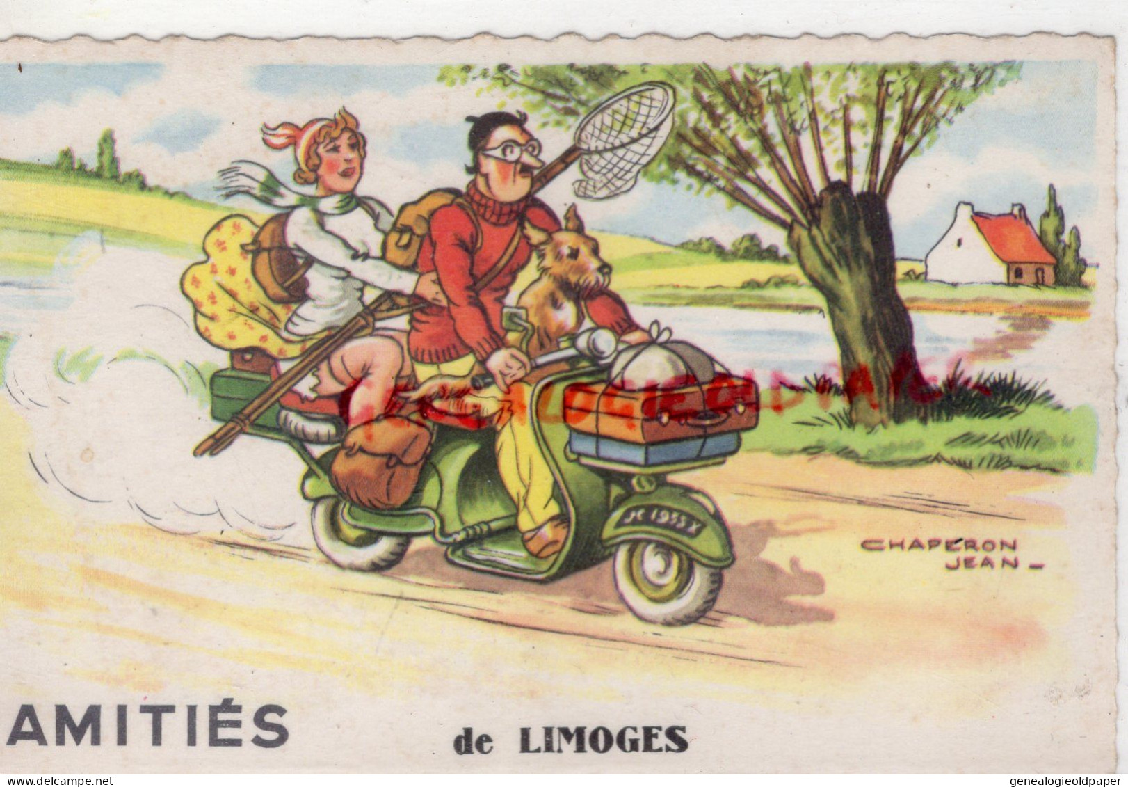 ILLUSTRATEUR JEAN CHAPERON - AMITIES DE LIMOGES - VESPA PARTIE DE PECHE - Chaperon, Jean