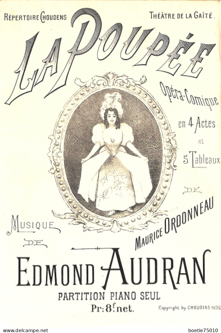 La Poupée, Opéra-comique De D’Edmond Audran. Partition Ancienne, Couverture Illustrée. - Spartiti