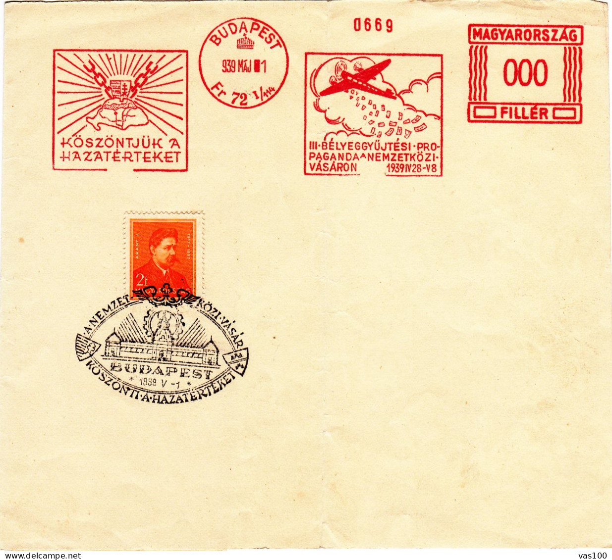 HISTORICAL DOCUMENTS  REGISTERED   COVERS NICE FRANKING FRAGMENT  1939  BUDAPESTA  HUNGARY - Brieven En Documenten