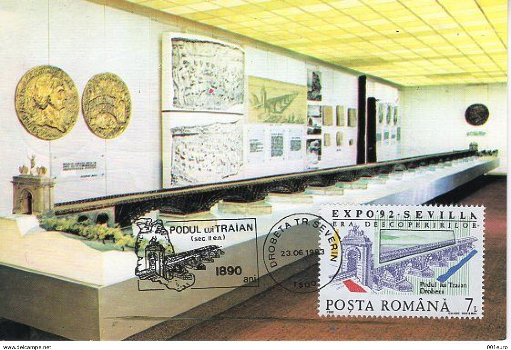 ROMANIA 1993: APOLODOR BRIDGE MODEL - MUSEUM EXHIBIT Maximum Card - Registered Shipping! - Maximumkaarten