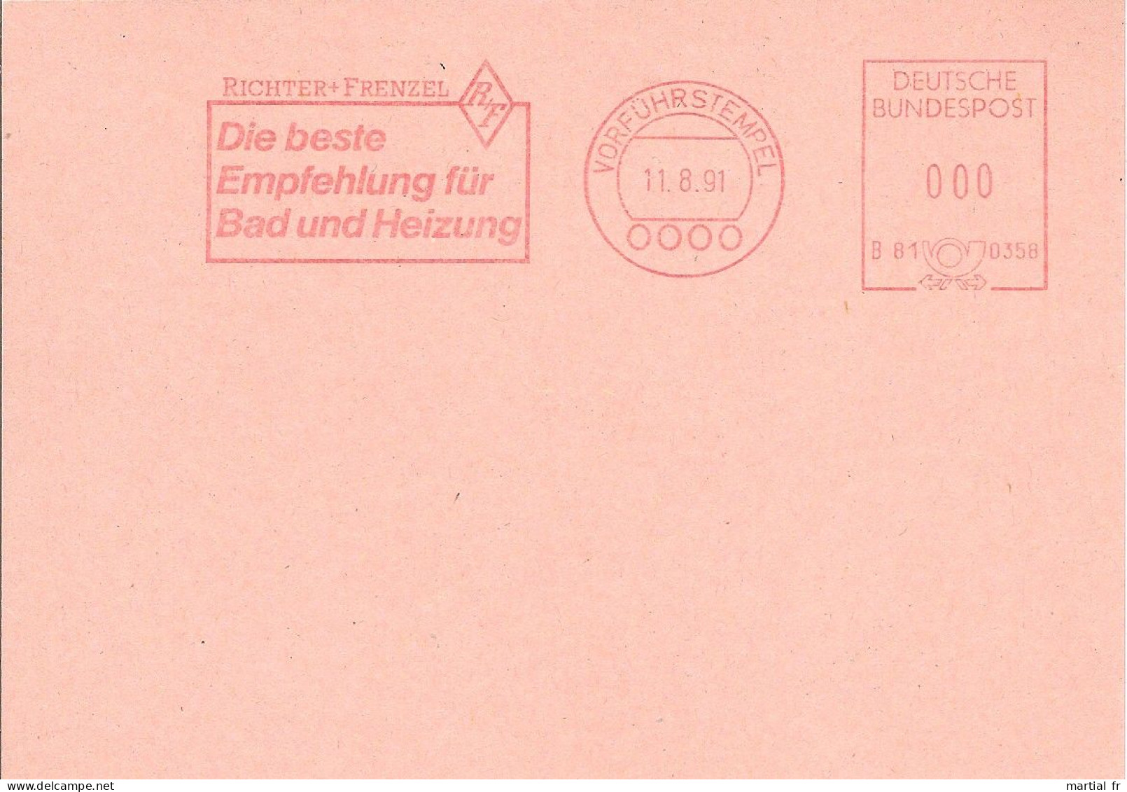 EMA ALLEMAGNE DEUTSCHLAND BUND GERMANY ENERGIE ENERGY CHALEUR CHAUFFAGE WÄRME BAD BAIN RICHTER FRENZEL Specimen - Other & Unclassified