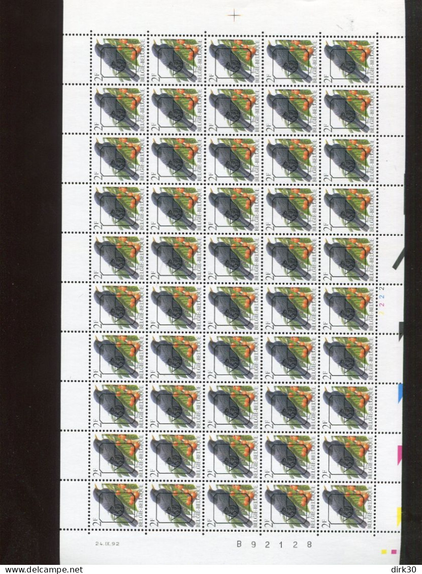 Belgie Buzin Birds 2458 PRE819 Volledig Vel Plaatnummer 2 24/9/1992 - 1991-2000