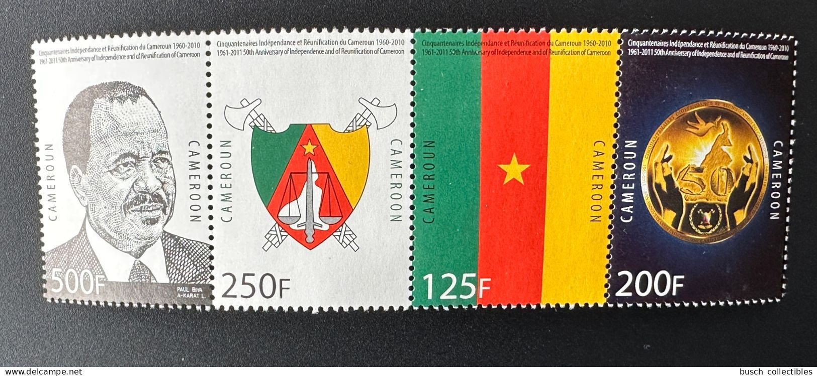 Cameroun Cameroon Kamerun 2010 Mi. 1261 - 1264 Strip Bande Cinquantenaires Indépendance Réunification Independance Biya - Camerún (1960-...)
