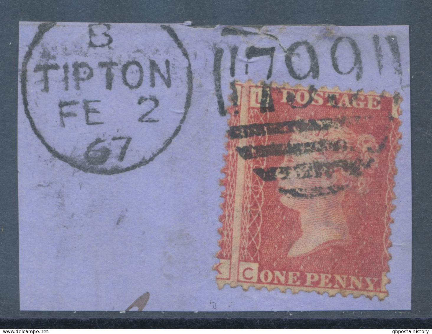 GB QV LE 1d Pl.100 (CL) On Piece Superb Used With Duplex Postmark „TIPTON / 799“, Staffordshire (4VODA – EARLIEST DATE - Used Stamps