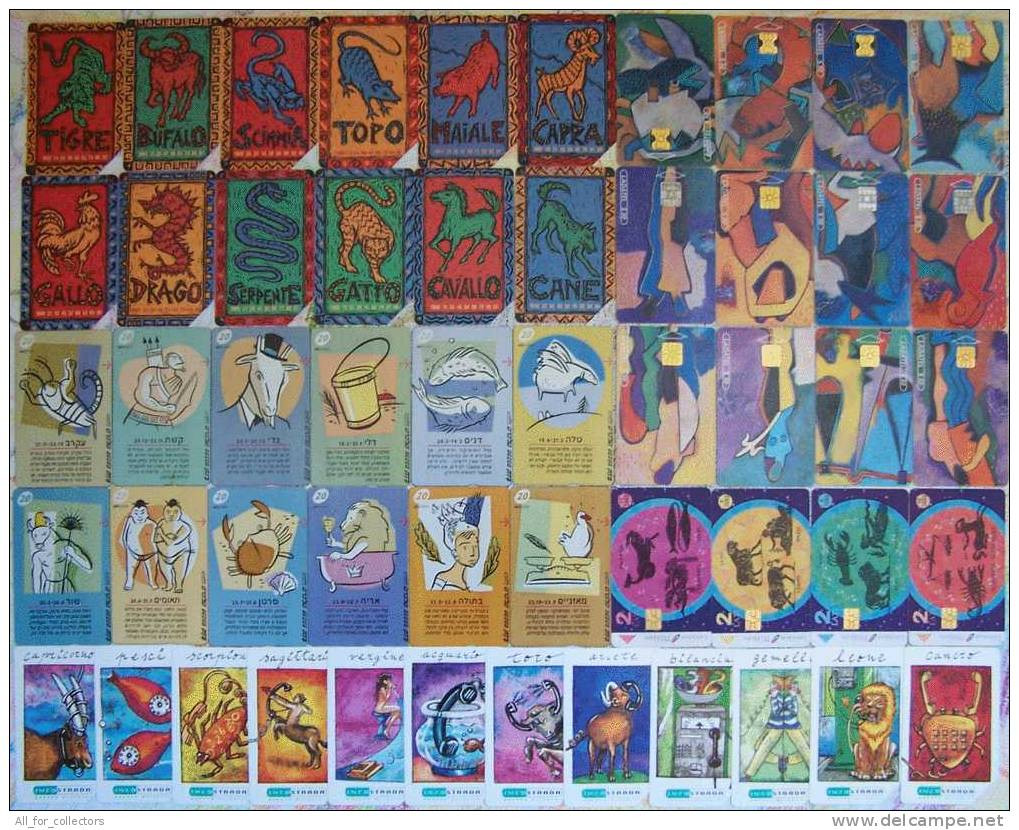 Nice Collection Of 5 Sets Include 52 Cards Cartes Karten With Theme ZODIAC Zodiaque Tierkreis Zodíaco - Collections