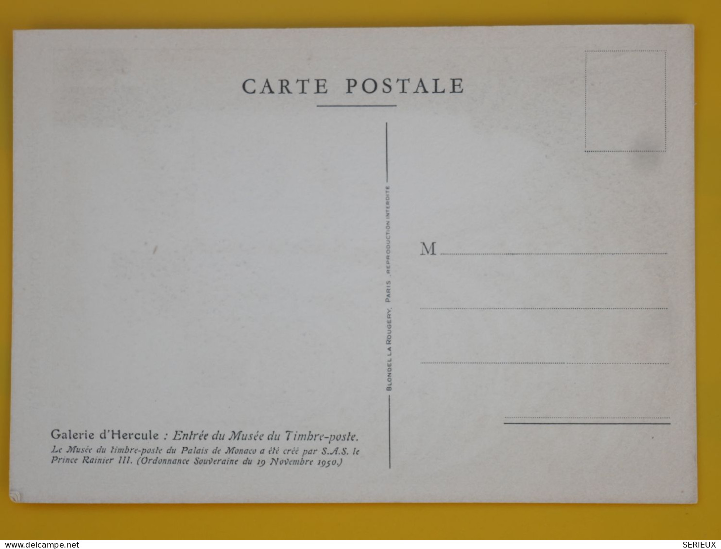 DL17 MONACO  BELLE CARTE 1952 PALAIS +  ++NON VOYAGEE+ - Covers & Documents