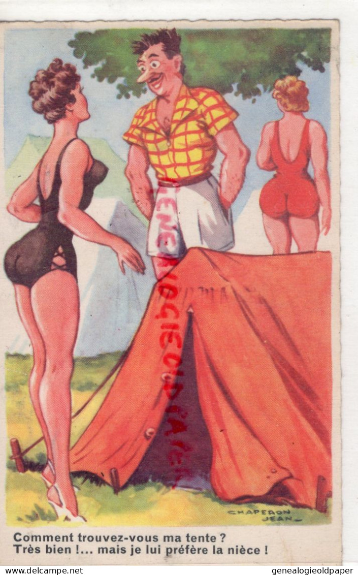 ILLUSTRATEUR JEAN CHAPERON - CAMPING TENTE  NIECE - PIN UP - NU NUDE - Chaperon, Jean