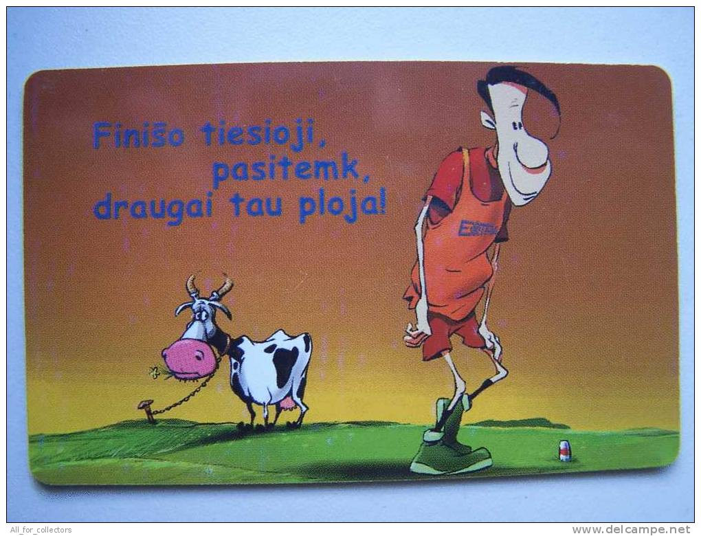 Nice And Enough Rare Prepaid Card Carte Karte From LITHUANIA Lituanie Litauen. Cow Kuh Vache Comics - Lithuania