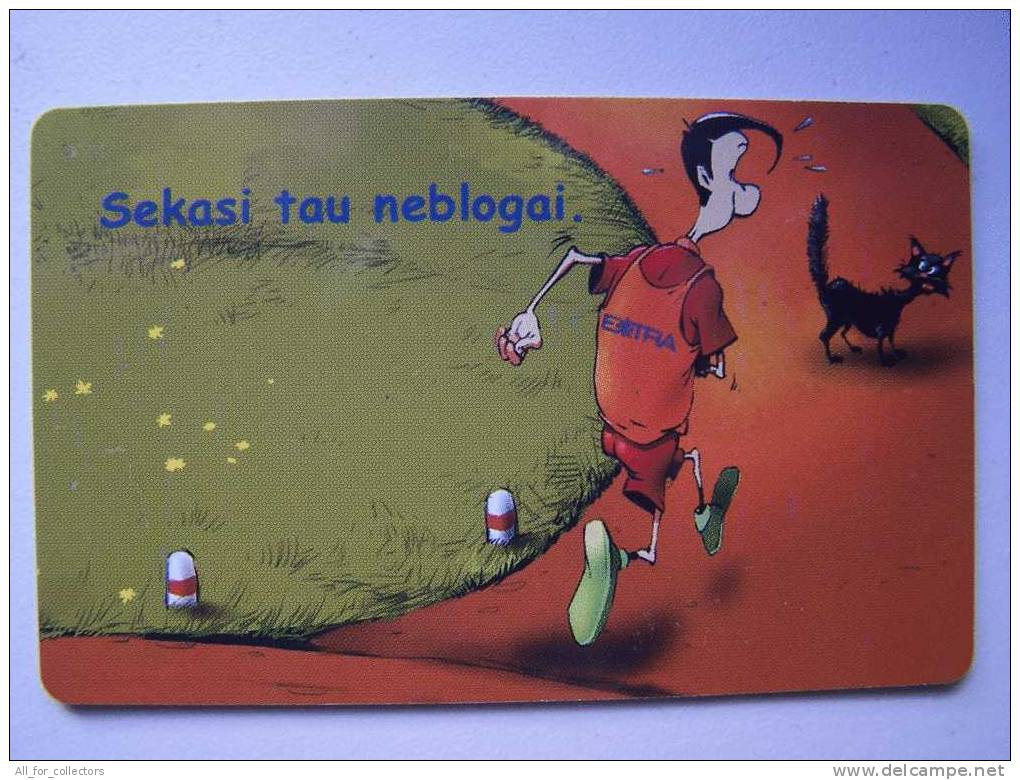 Nice And Enough Rare Prepaid Card Carte Karte From LITHUANIA Lituanie Litauen. Cat Katze Comics - Litouwen