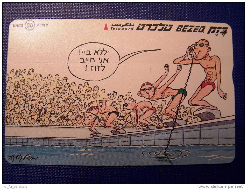 Swimming, Israel Sport,  Cartoon, Telephone Talking, Phone Card, - Sport