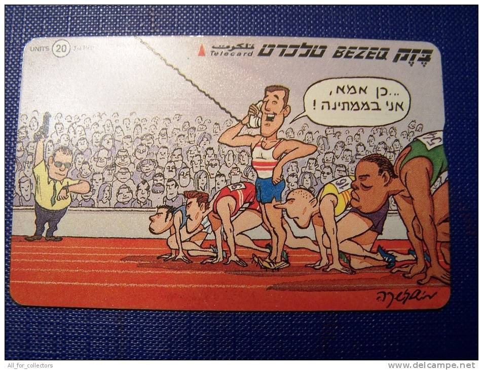 Running, Israel Sport,  Cartoon, Telephone Talking, Phone Card, - Deportes