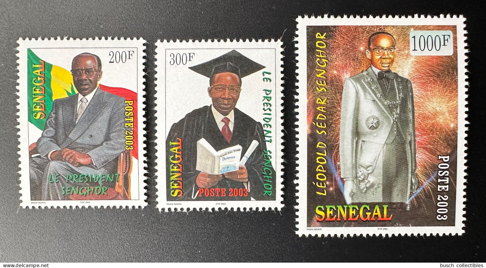 Sénégal 2003 Mi. 2029 - 2031 Léopold Sedar Senghor President 3 Val. - Senegal (1960-...)