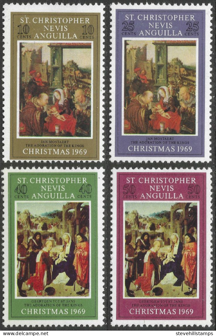 St Kitts-Nevis. 1969 Christmas. MH Complete Set. SG 202-205. M3127 - St.Christopher-Nevis & Anguilla (...-1980)
