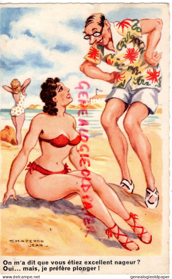 ILLUSTRATEUR JEAN CHAPERON - PLAGE NAGE NAGEUR - MAILLOT DE BAIN - NU NUDE PIN UP - Chaperon, Jean