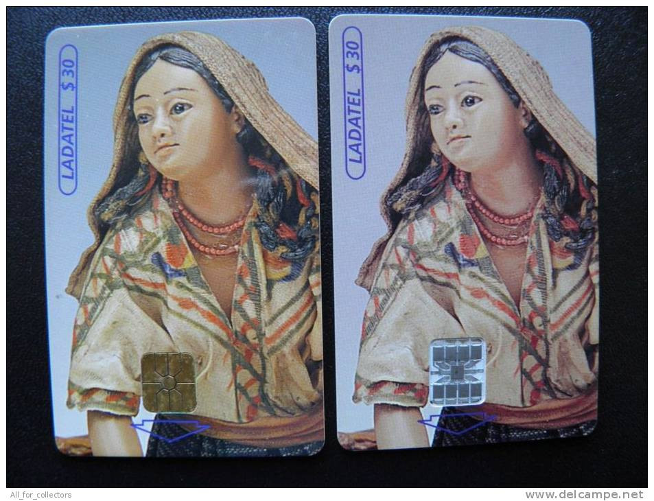 2 Different Chip Phone Cards From Mexico, Ladatel Telmex, Museo Figuras - Mexiko