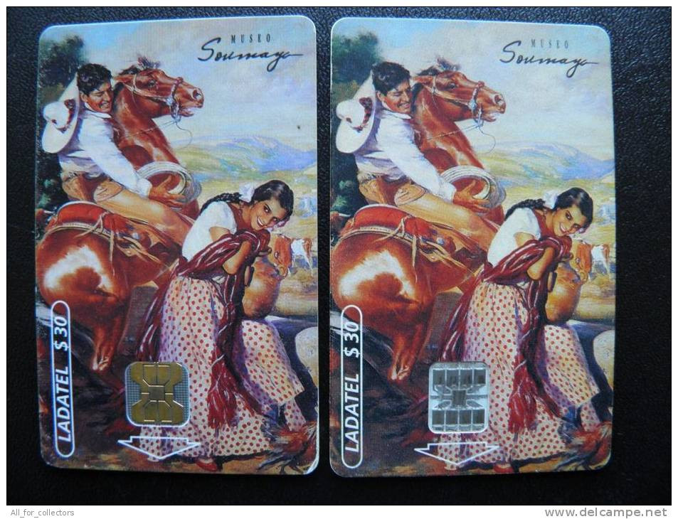 2 Different Chip Phone Cards From Mexico, Ladatel Telmex, Museo Calendar On Back Side 2000 - Messico