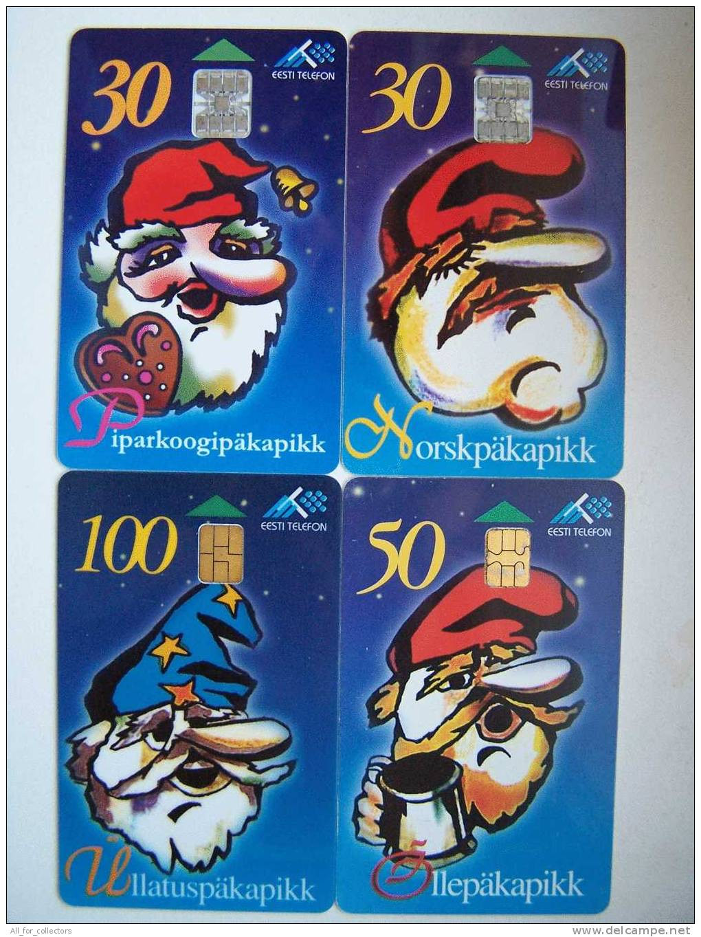 4 DIFFERENT MERRY CHRISTMAS Chip Cartes From Estonie Estland Phone Cards Karten Joyeux Noël - Natale