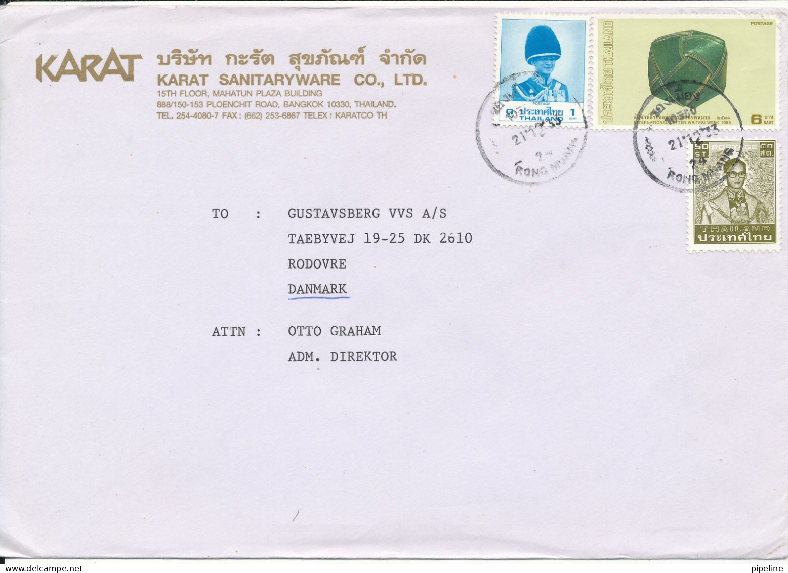 Thailand Cover Sent To Denmark - Thaïlande