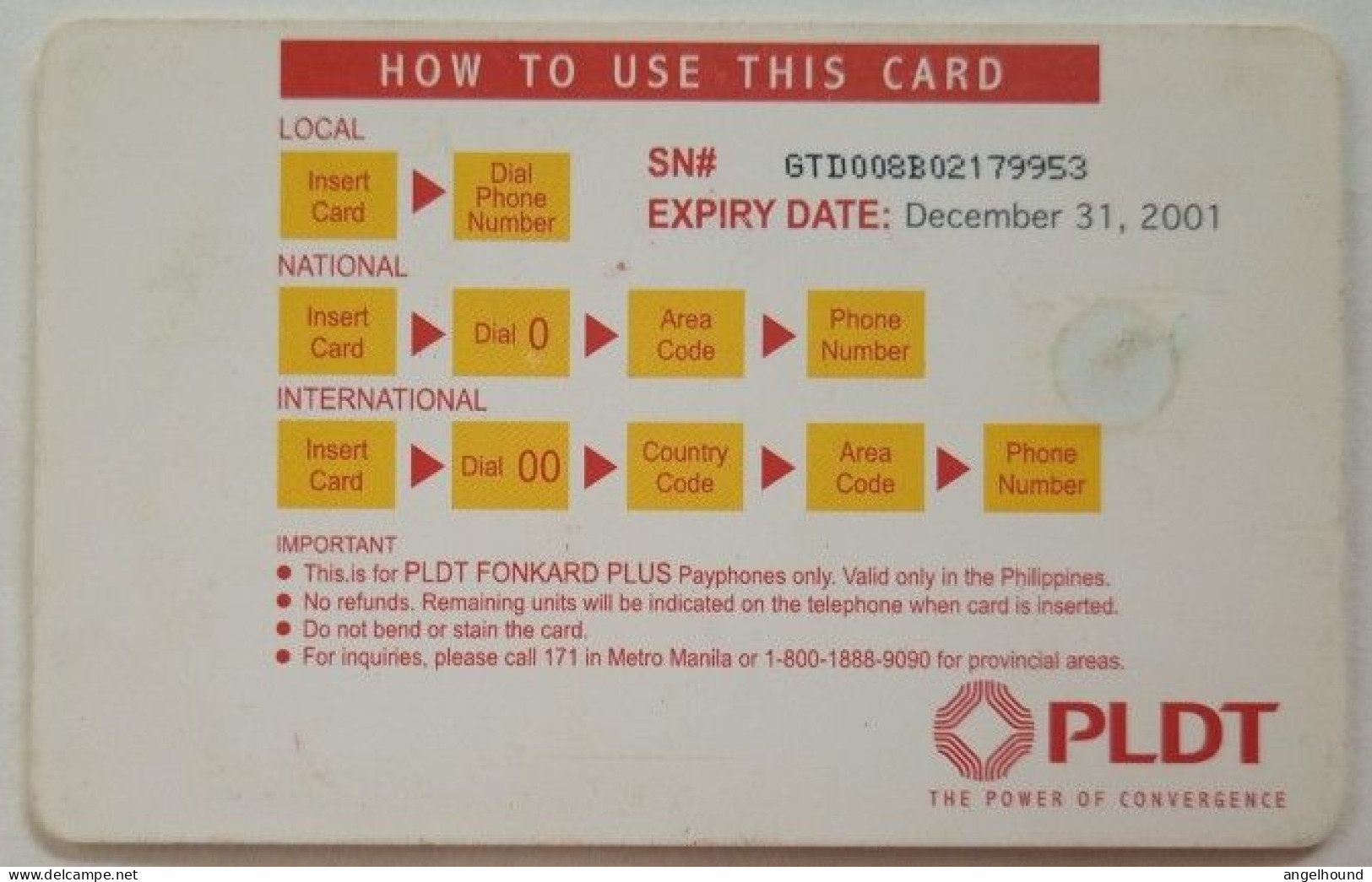 Philippines PLDT P200  Fonkard Plus  - Generic Red - Filipinas