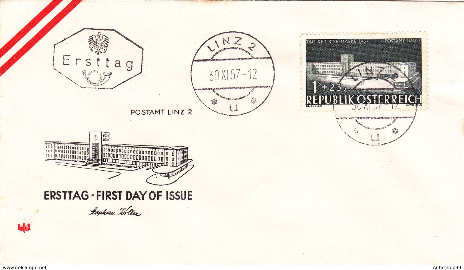 STAMP DAY,  COVERS  FDC  1957  AUSTRIA - FDC