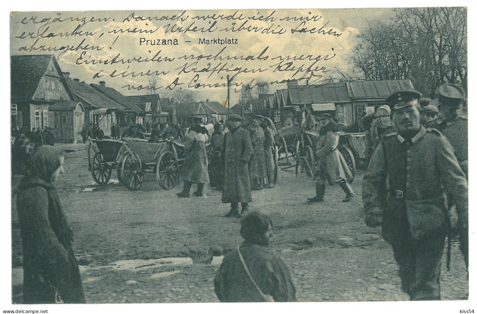 BL 09 - 23365 PRUZANA, Market, Belarus - Old Postcard, CENSOR - Used - 1917 - Belarus