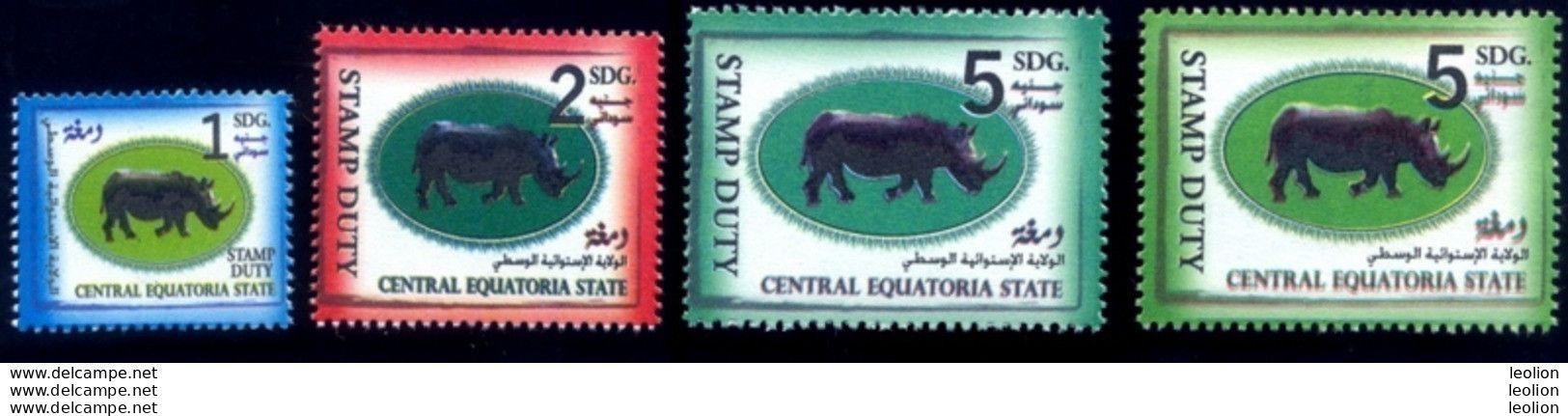 SOUTH SUDAN Set 1, 2 & 5 SDG Revenue / Fiscal Stamp Central Equatoria State RHINO Timbres Fiscaux Soudan Du Sud RARE! - Sud-Soudan