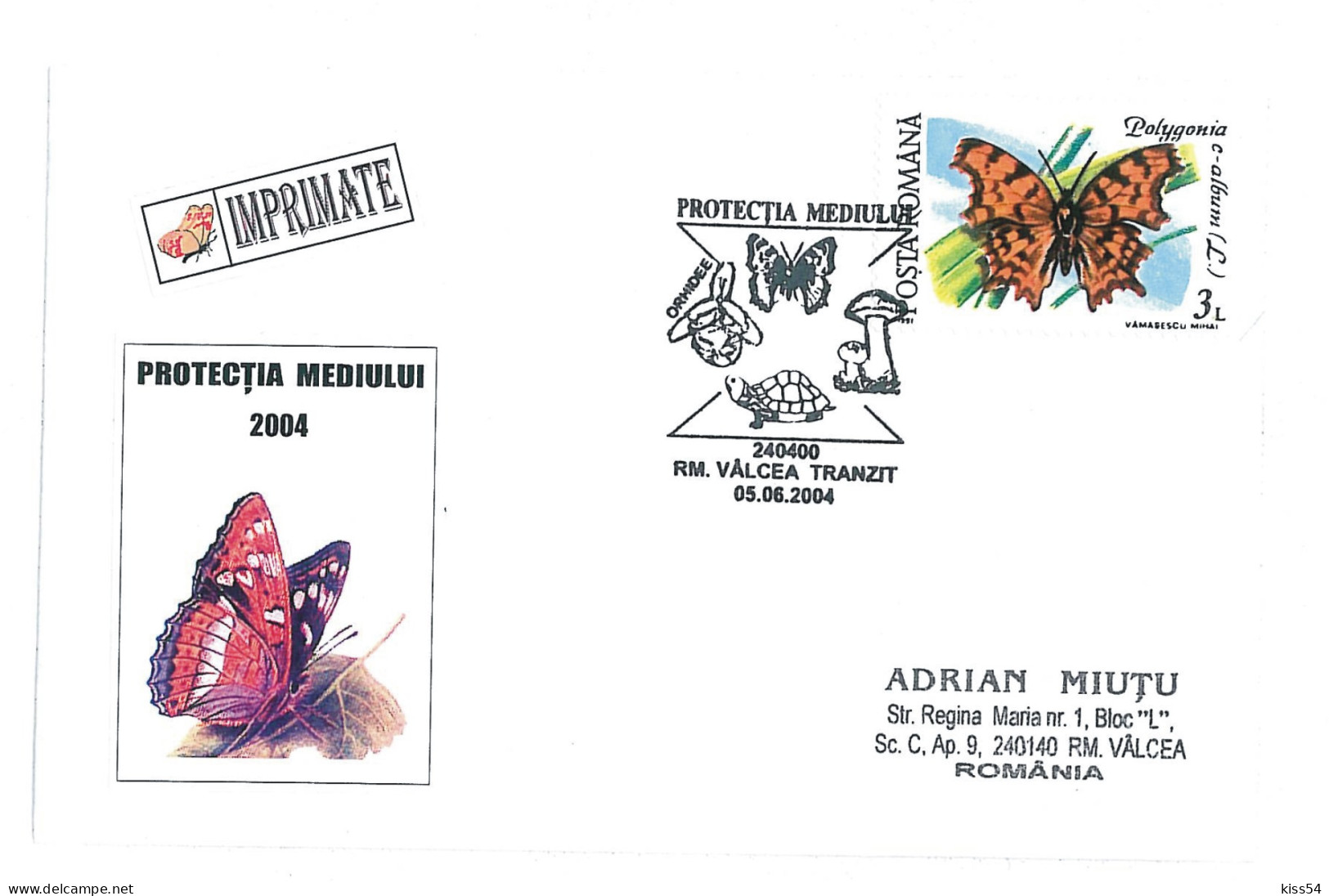 COV 22 - 381 BUTTERFLY, Romania - Cover - Used - 2004 - Maximumkaarten