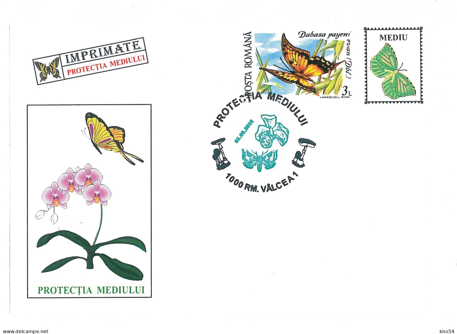 COV 22 - 1744 BUTTERFLY, Environmental Protection, Romania - Cover - Used - 2002 - Maximumkarten (MC)