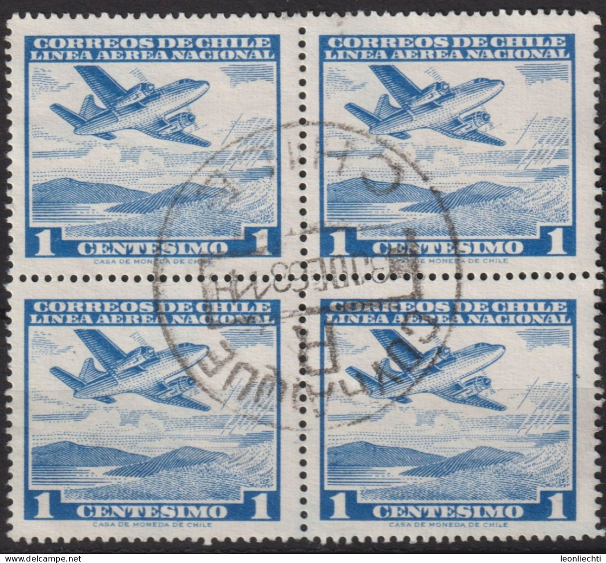 1960 Chile AEREO ° Mi:CL 570, Sn:CL C227, Yt:CL PA196, Sg:CL 502, Chi:CL 617c, Airplane Over Mountain Lake - Cile