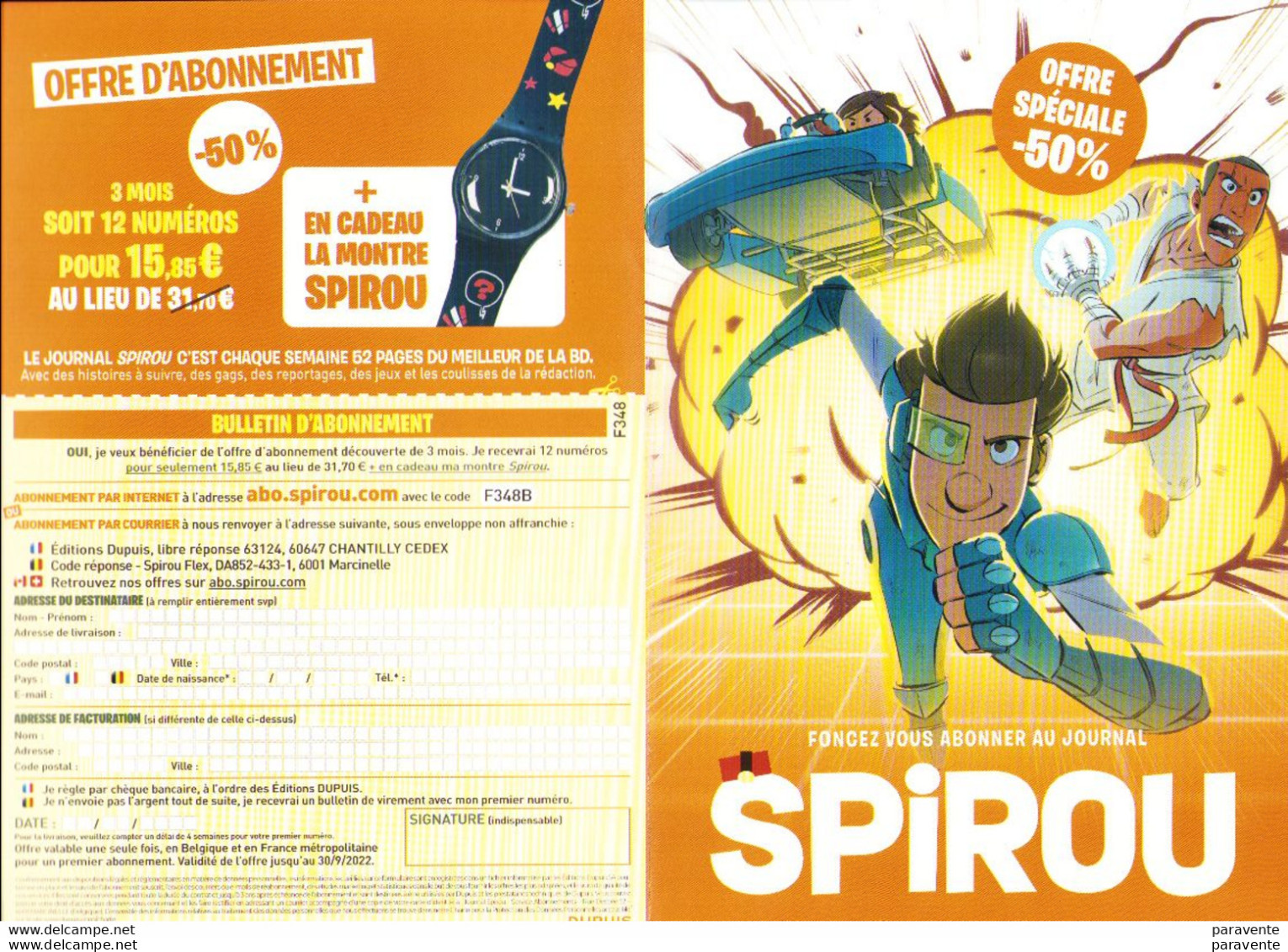 Depliant Abonnement à SPIROU 2022 - Ansichtskarten