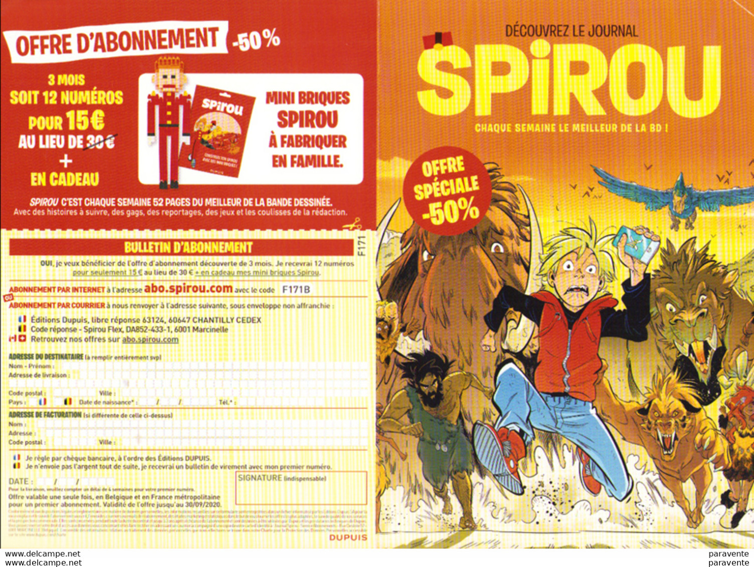 BRICE COSSU : Depliant Abonnement SPIROU - Spirou Et Fantasio