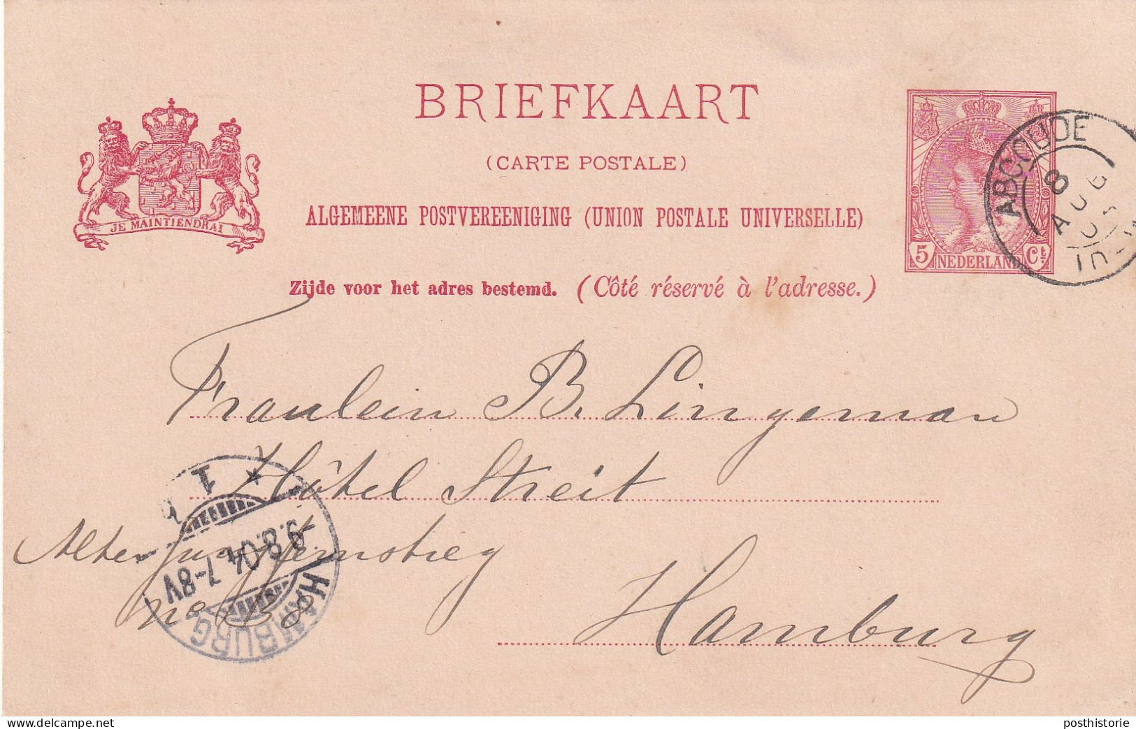 Briefkaart Geuzendam 61     8 Aug 1904 Abcoude (postkantoor Kleinrond) Naar Hamburg - Postal History