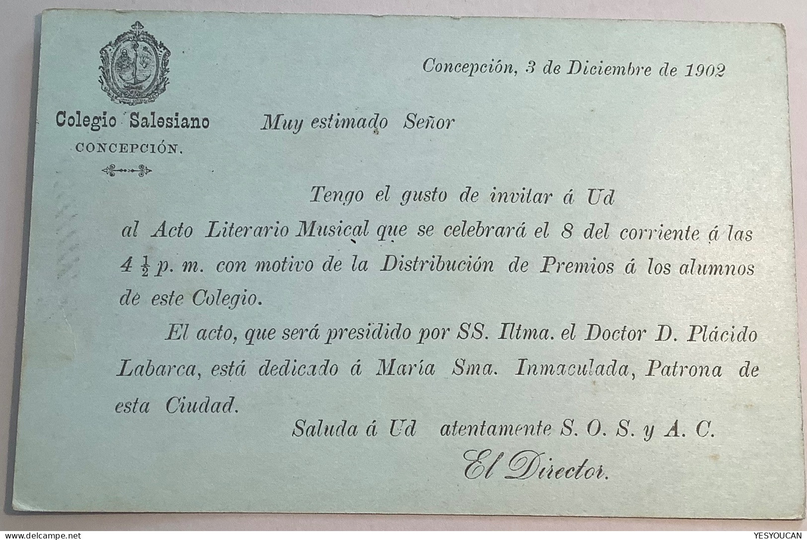 ADVERT COLEGIO SALESIANO Chile CONCEPCION 1902 1c Postal Stationery Card (école College School - Cile