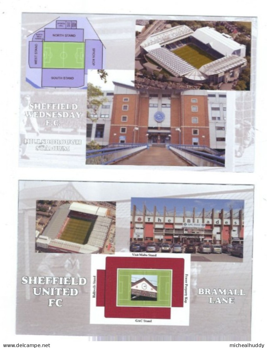 2 POSTCARDS UK FOOTBALL STADIUMS SHEFFIELD UNITED /  SHEFFIELD WEDNESDAY - Stades