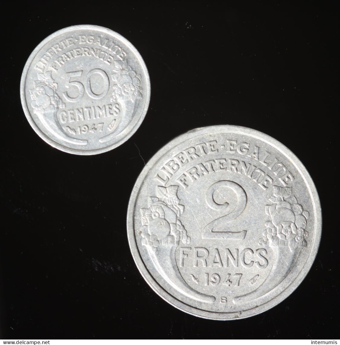 France LOT (2) : 50 Centimes 1947 & 2 Francs 1947-B - Mezclas - Monedas