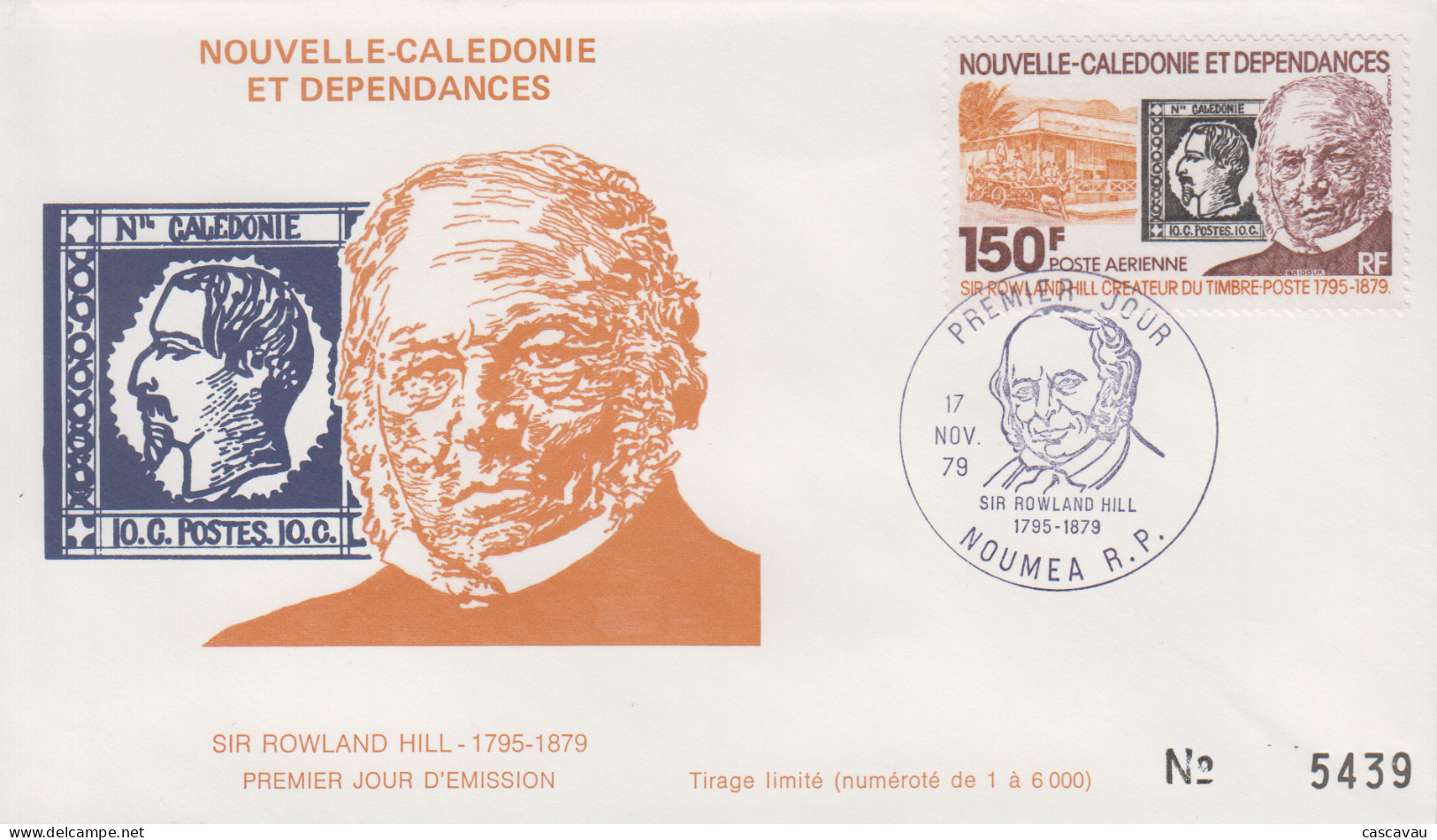 Enveloppe   FDC  1er  Jour   NOUVELLE  CALEDONIE   Sir  Rowland  HILL   1979 - FDC