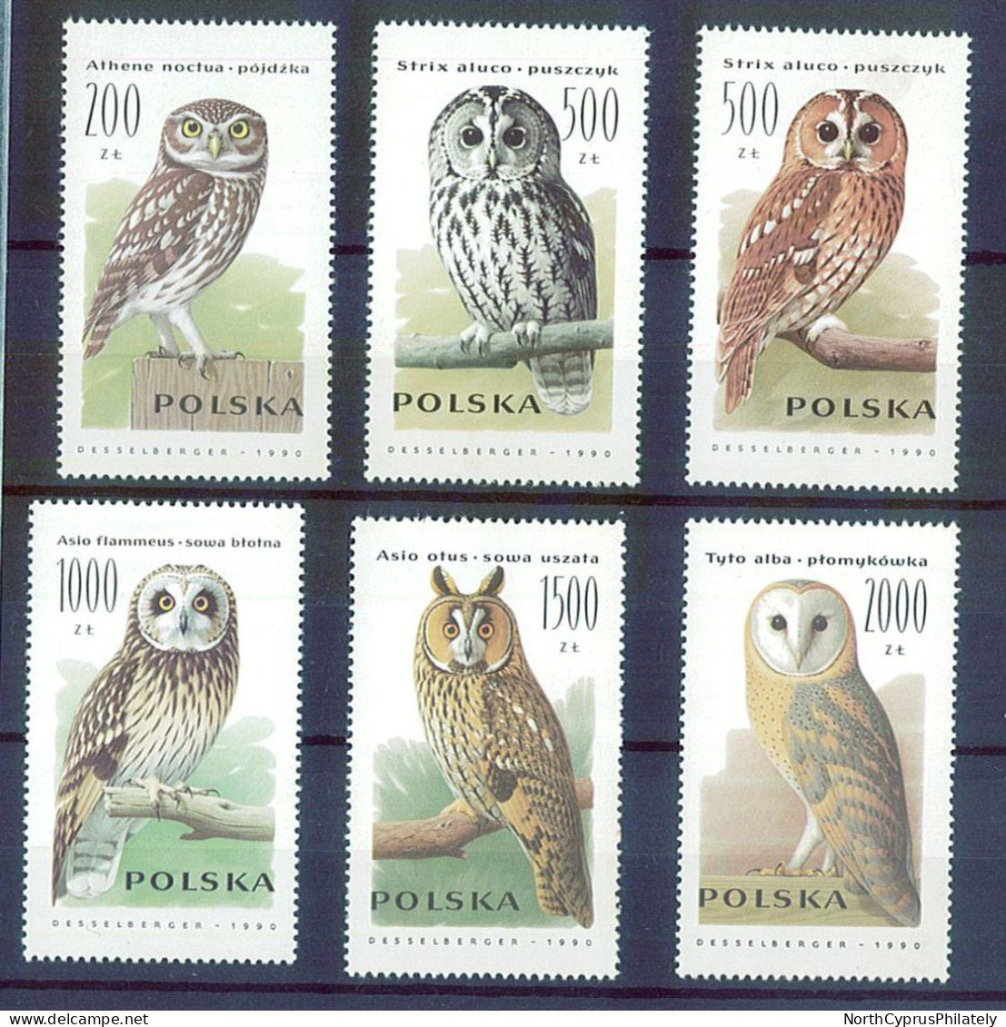 POLSKA 1990 Birds, MNH - Owls