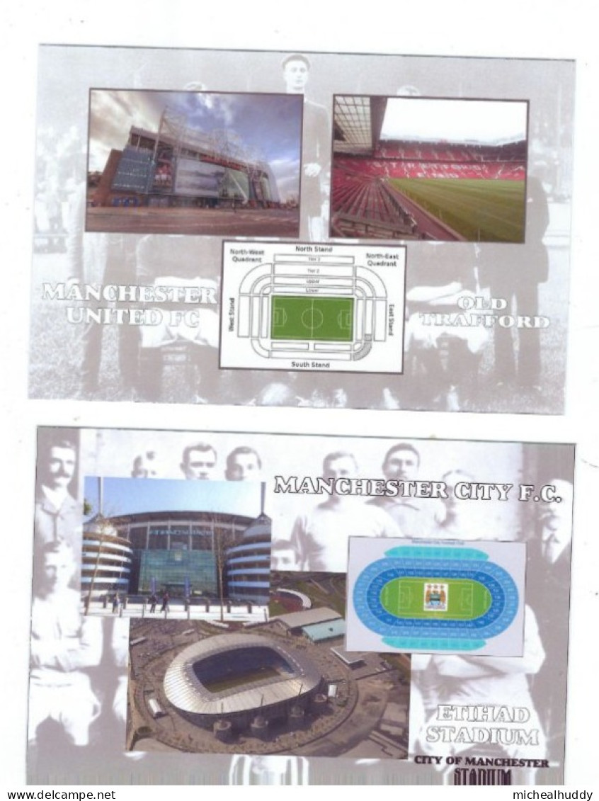 2 POSTCARDS UK FOOTBALL STADIUMS  MANCESTER CITY / MANCHESTER UNITED - Stadiums