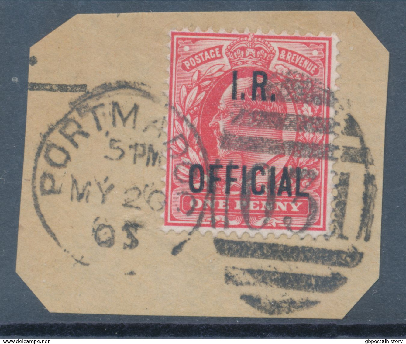 GB OFFICIALS EVII 1d Red With Overprint „I.R. / OFFICIAL“ Superb Used Piece With Duplex Postmark „PORTMADOC / 031“, Carn - Servizio