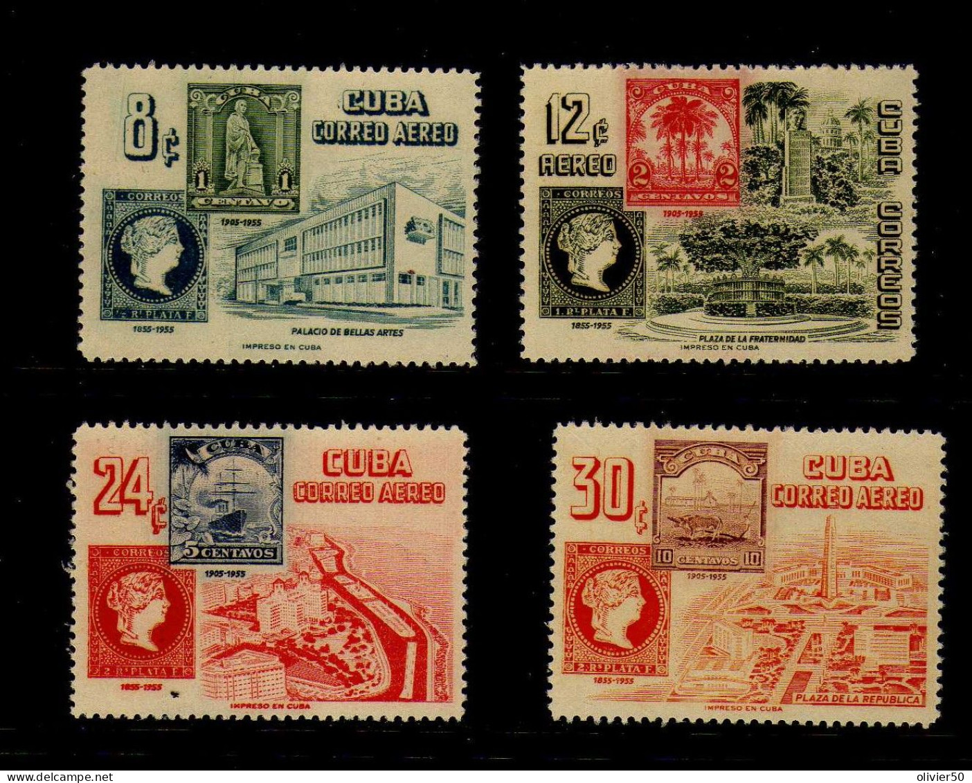 Cuba -. 1955-  Centenaire Du Timbre -  Neufs** - MNH - Poste Aérienne